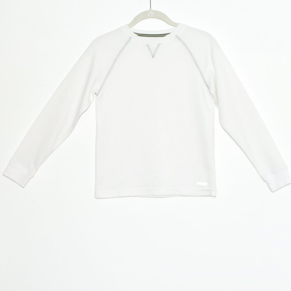Tek Gear White Long Sleeve Crewneck Thermal Raglan T-Shirt - Medium 10 -12